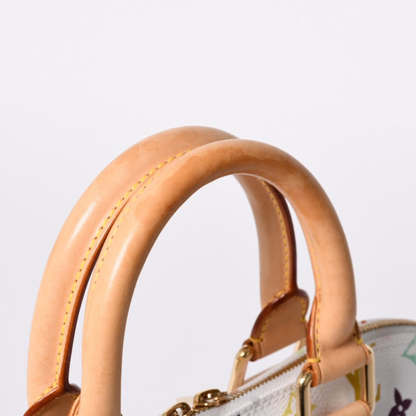 極美品 LOUIS VUITTON ルイヴィトン アルマ ハンドバッグ M92647 モノグラム マルチカラー ホワイト 村上隆 中古 4a001068