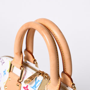 極美品 LOUIS VUITTON ルイヴィトン アルマ ハンドバッグ M92647 モノグラム マルチカラー ホワイト 村上隆 中古 4a001068