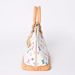 極美品 LOUIS VUITTON ルイヴィトン アルマ ハンドバッグ M92647 モノグラム マルチカラー ホワイト 村上隆 中古 4a001068
