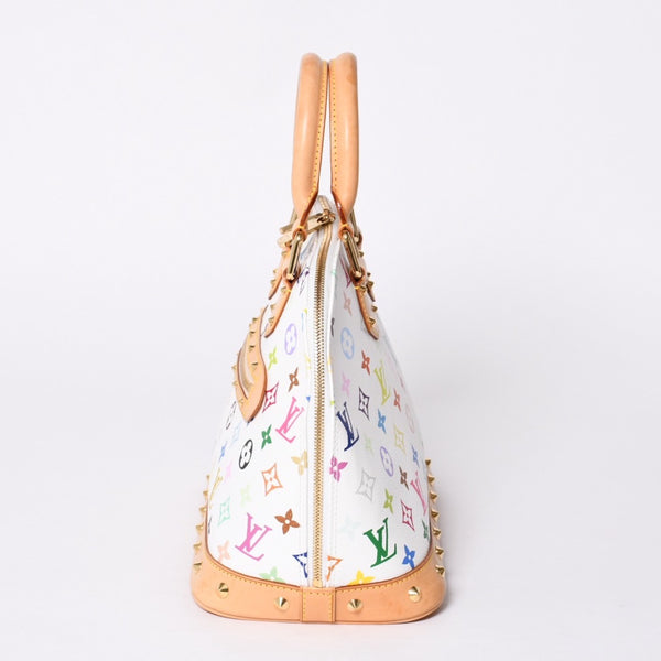 極美品 LOUIS VUITTON ルイヴィトン アルマ ハンドバッグ M92647 モノグラム マルチカラー ホワイト 村上隆 中古 4a001068
