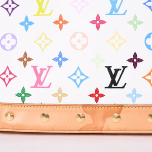 極美品 LOUIS VUITTON ルイヴィトン アルマ ハンドバッグ M92647 モノグラム マルチカラー ホワイト 村上隆 中古 4a001068