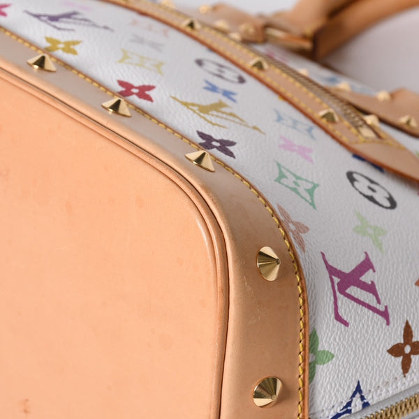 極美品 LOUIS VUITTON ルイヴィトン アルマ ハンドバッグ M92647 モノグラム マルチカラー ホワイト 村上隆 中古 4a001068