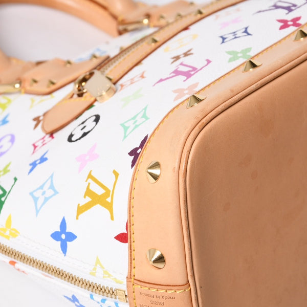 極美品 LOUIS VUITTON ルイヴィトン アルマ ハンドバッグ M92647 モノグラム マルチカラー ホワイト 村上隆 中古 4a001068
