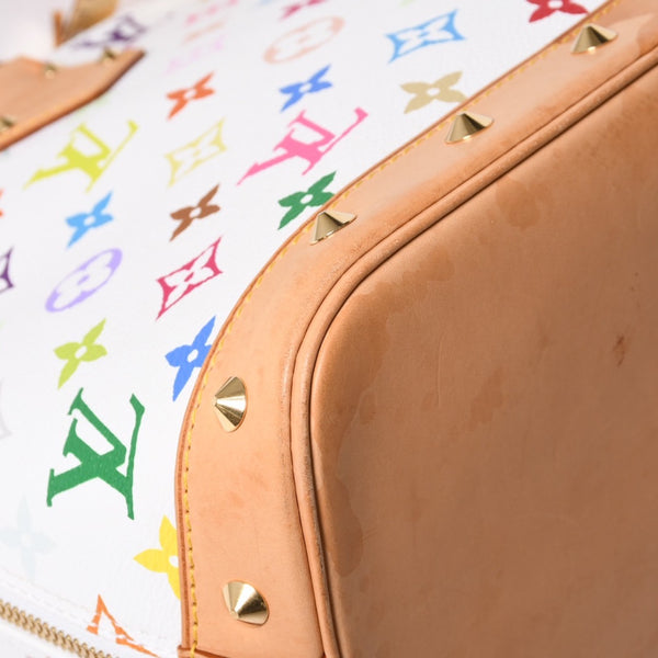 極美品 LOUIS VUITTON ルイヴィトン アルマ ハンドバッグ M92647 モノグラム マルチカラー ホワイト 村上隆 中古 4a001068