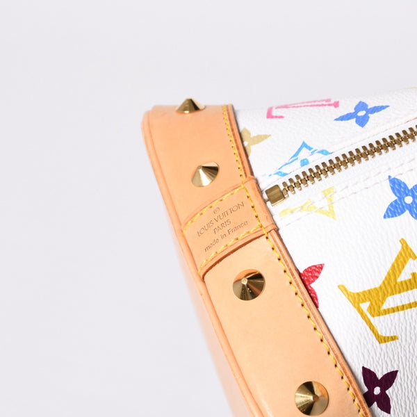 極美品 LOUIS VUITTON ルイヴィトン アルマ ハンドバッグ M92647 モノグラム マルチカラー ホワイト 村上隆 中古 4a001068
