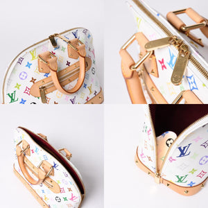 極美品 LOUIS VUITTON ルイヴィトン アルマ ハンドバッグ M92647 モノグラム マルチカラー ホワイト 村上隆 中古 4a001068