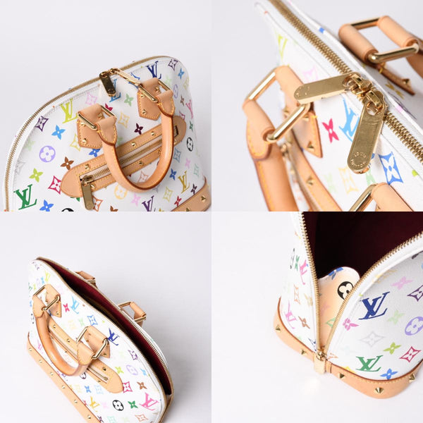 極美品 LOUIS VUITTON ルイヴィトン アルマ ハンドバッグ M92647 モノグラム マルチカラー ホワイト 村上隆 中古 4a001068