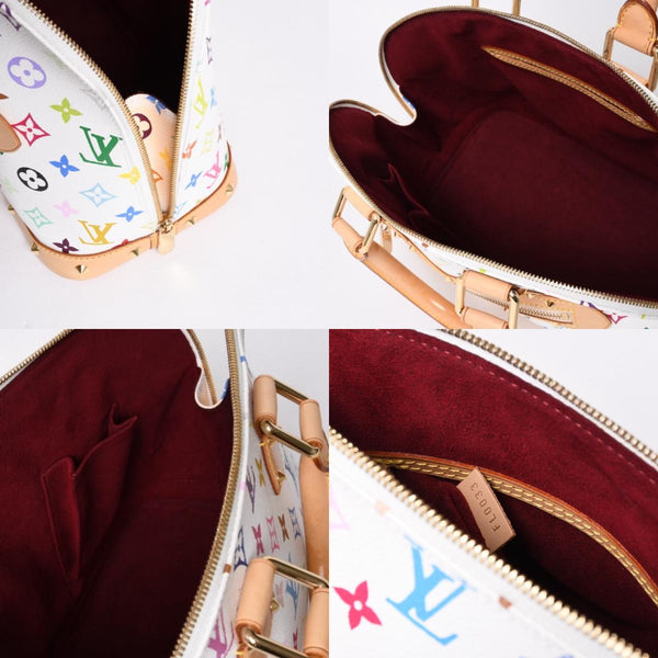 極美品 LOUIS VUITTON ルイヴィトン アルマ ハンドバッグ M92647 モノグラム マルチカラー ホワイト 村上隆 中古 4a001068