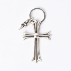 CHROME HEARTS クロムハーツ Large Cross Key Ring ラージクロス ダガー キーリング シルバー 美品 中古 4a000957