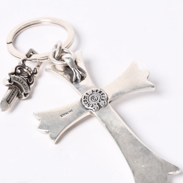 CHROME HEARTS クロムハーツ Large Cross Key Ring ラージクロス ダガー キーリング シルバー 美品 中古 4a000957