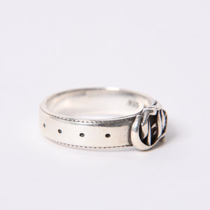 CHROME HEARTS クロムハーツ CHバックル ベルトモチーフ CH BUCKLE BELT シルバーリング 21号 美品 中古 4a000961