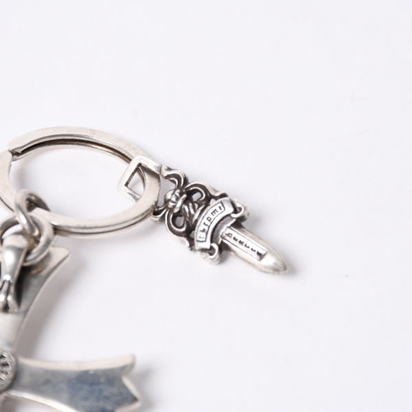 CHROME HEARTS Large Cross Key Ring Large Cross Dagger Key Ring Silver Good Condition Used 4a000958