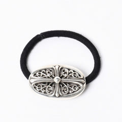 CHROME HEARTS Oval Cross Hair Elastic Weight Approx. 23.4g Silver 925 1989/.925 Stamp Good Condition Used 4a001130