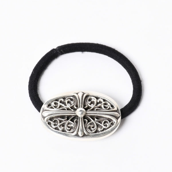 CHROME HEARTS Oval Cross Hair Elastic Weight Approx. 23.4g Silver 925 1989/.925 Stamp Good Condition Used 4a001130