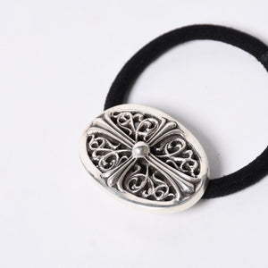 CHROME HEARTS Oval Cross Hair Elastic Weight Approx. 23.4g Silver 925 1989/.925 Stamp Good Condition Used 4a001130