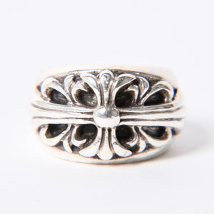 CHROME HEARTS クロムハーツ FLORAL CROSS フローラルクロス リング 指輪 重量約15.3g サイズ15号 スターリングシルバー 美品 中古 4a001138