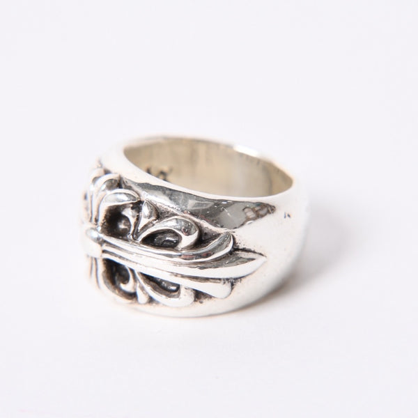 CHROME HEARTS クロムハーツ FLORAL CROSS フローラルクロス リング 指輪 重量約15.3g サイズ15号 スターリングシルバー 美品 中古 4a001138