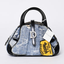 画像をギャラリービューアに読み込む, Christian Dior クリスチャンディオール ダブルサドルバッグ BO H 0101 デニムプリント キャンバス ネイビー 美品 中古 4a000754