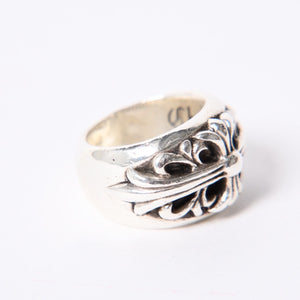 CHROME HEARTS クロムハーツ FLORAL CROSS フローラルクロス リング 指輪 重量約15.3g サイズ15号 スターリングシルバー 美品 中古 4a001138