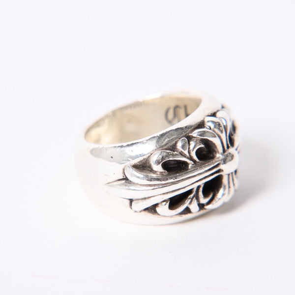 CHROME HEARTS クロムハーツ FLORAL CROSS フローラルクロス リング 指輪 重量約15.3g サイズ15号 スターリングシルバー 美品 中古 4a001138