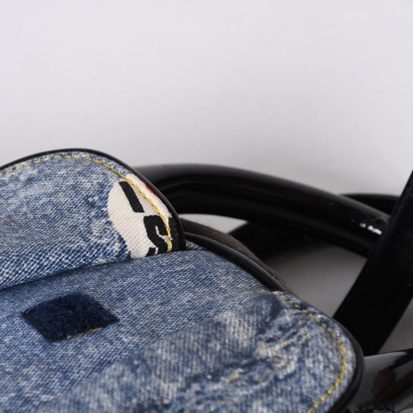 Christian Dior Double Saddle Bag BO H 0101 Denim Print Canvas Navy Good Condition Used 4a000754