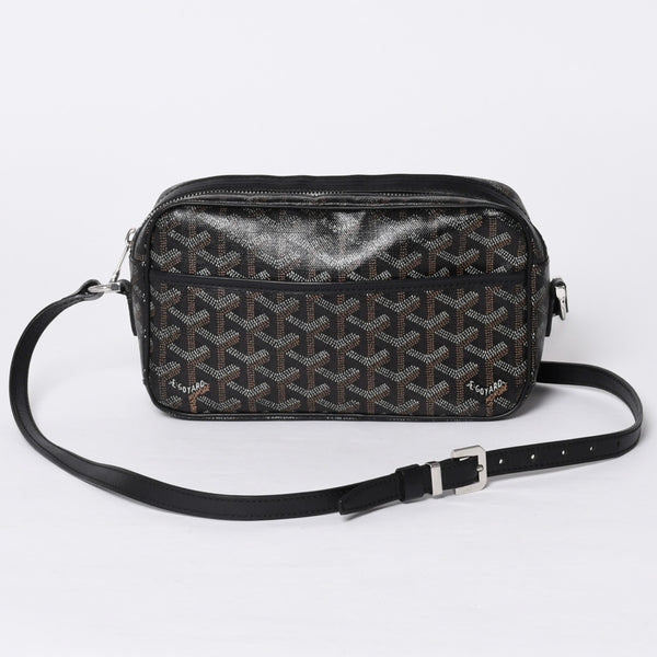 GOYARD ゴヤール カップヴェールPM ショルダーバッグ ブラック PVC レザー シルバー金具 美品 中古 4a001058