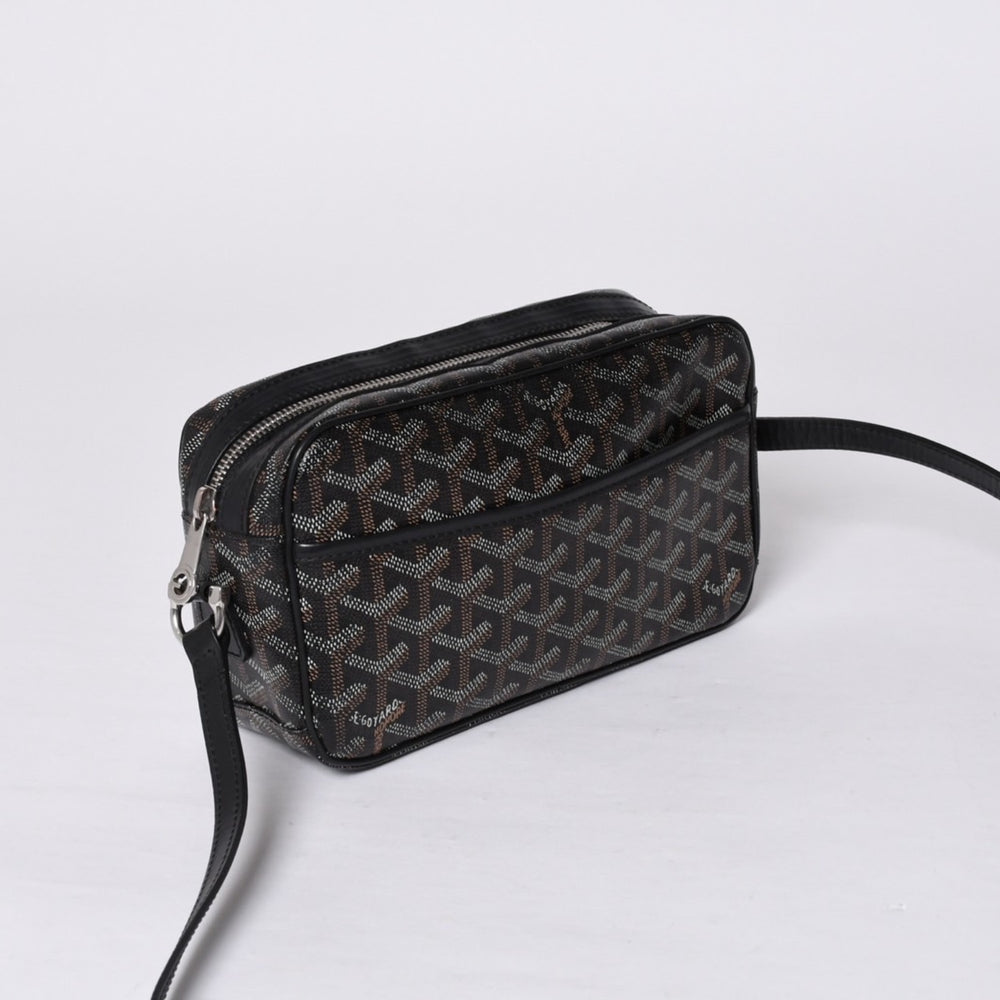 GOYARD ゴヤール カップヴェールPM ショルダーバッグ ブラック PVC レザー シルバー金具 美品 中古 4a001058