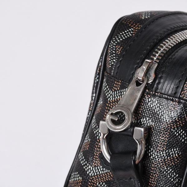 GOYARD ゴヤール カップヴェールPM ショルダーバッグ ブラック PVC レザー シルバー金具 美品 中古 4a001058