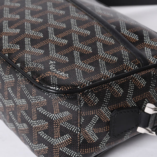 GOYARD ゴヤール カップヴェールPM ショルダーバッグ ブラック PVC レザー シルバー金具 美品 中古 4a001058