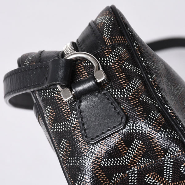 GOYARD ゴヤール カップヴェールPM ショルダーバッグ ブラック PVC レザー シルバー金具 美品 中古 4a001058