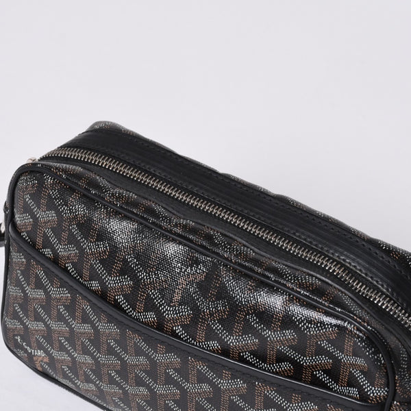GOYARD ゴヤール カップヴェールPM ショルダーバッグ ブラック PVC レザー シルバー金具 美品 中古 4a001058