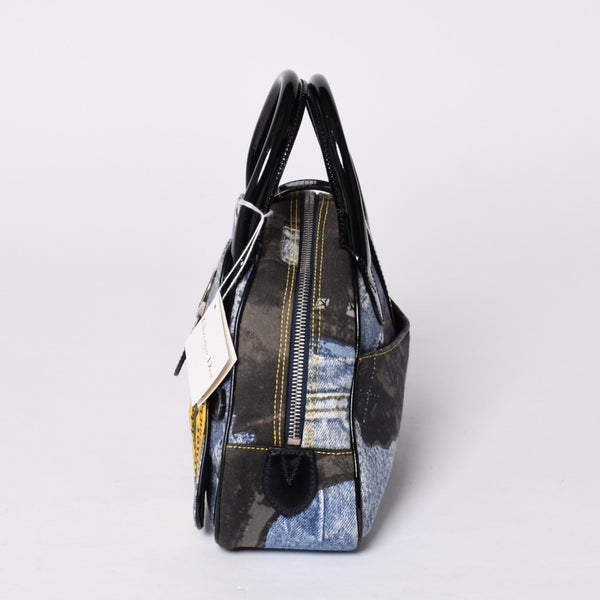 Christian Dior Double Saddle Bag BO H 0101 Denim Print Canvas Navy Good Condition Used 4a000754
