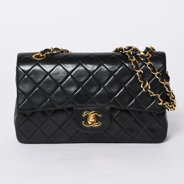 CHANEL Chanel Matelasse 23 W Flap W Chain Shoulder Bag No. 1 Coco Mark Lambskin Black Gold Good Condition Used 4a001123