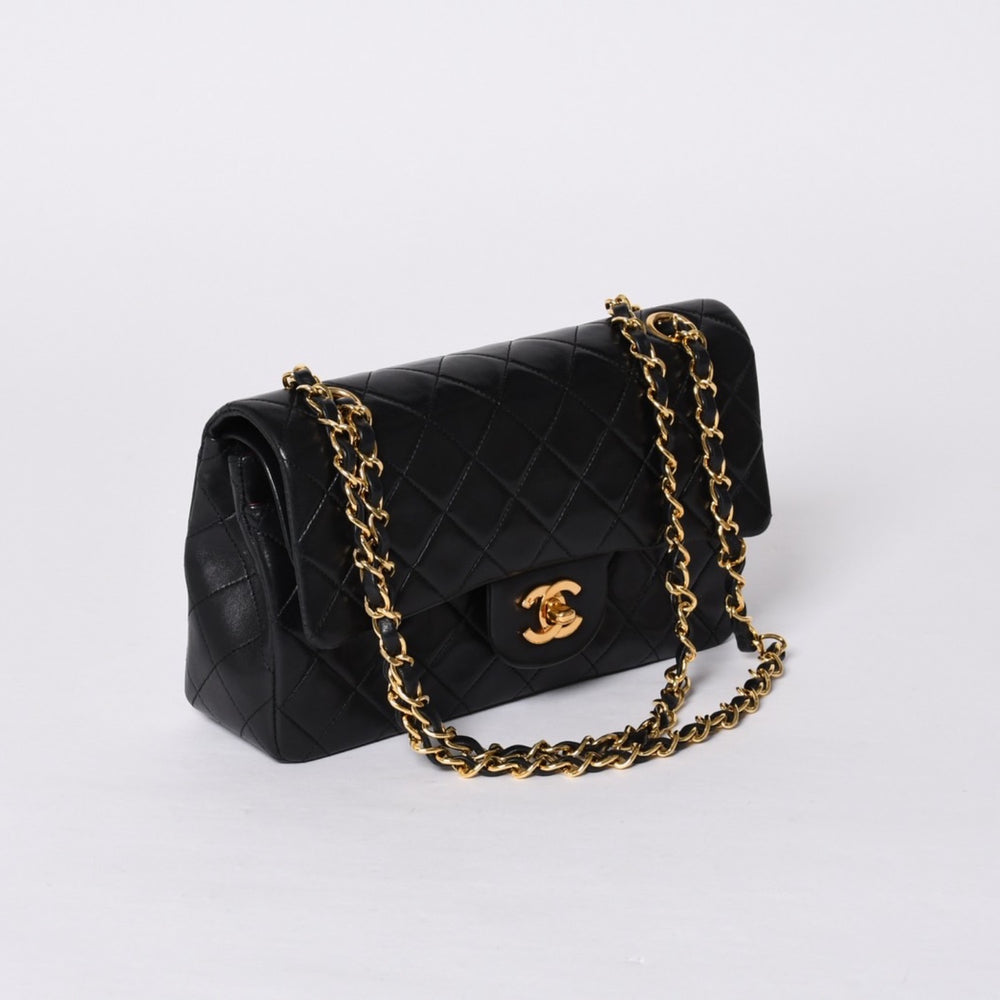 CHANEL Chanel Matelasse 23 W Flap W Chain Shoulder Bag No. 1 Coco Mark Lambskin Black Gold Good Condition Used 4a001123