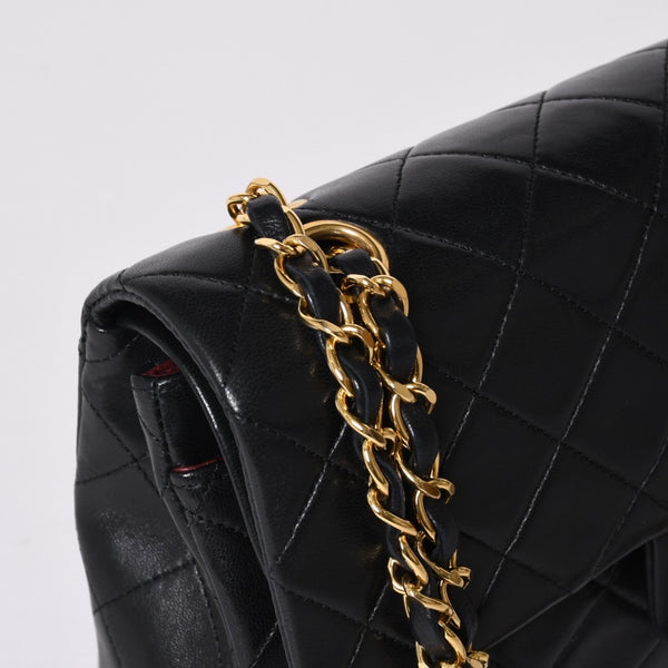 CHANEL Chanel Matelasse 23 W Flap W Chain Shoulder Bag No. 1 Coco Mark Lambskin Black Gold Good Condition Used 4a001123