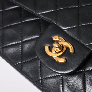 CHANEL Chanel Matelasse 23 W Flap W Chain Shoulder Bag No. 1 Coco Mark Lambskin Black Gold Good Condition Used 4a001123
