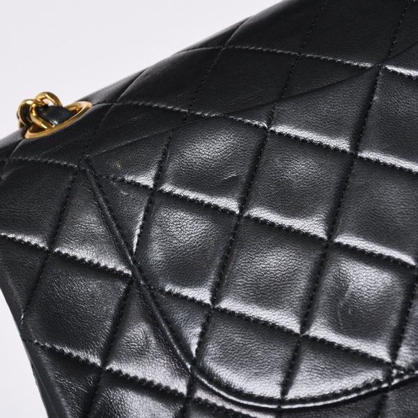 CHANEL Chanel Matelasse 23 W Flap W Chain Shoulder Bag No. 1 Coco Mark Lambskin Black Gold Good Condition Used 4a001123