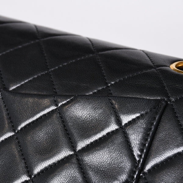 CHANEL Chanel Matelasse 23 W Flap W Chain Shoulder Bag No. 1 Coco Mark Lambskin Black Gold Good Condition Used 4a001123