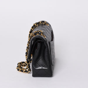 CHANEL Chanel Matelasse 23 W Flap W Chain Shoulder Bag No. 1 Coco Mark Lambskin Black Gold Good Condition Used 4a001123