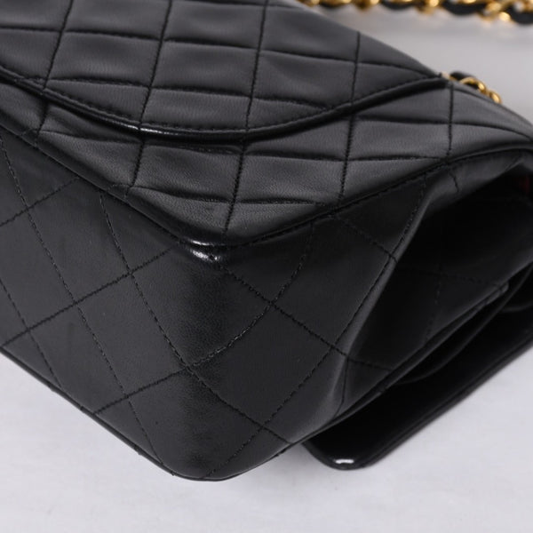 CHANEL Chanel Matelasse 23 W Flap W Chain Shoulder Bag No. 1 Coco Mark Lambskin Black Gold Good Condition Used 4a001123
