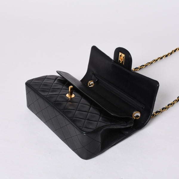 CHANEL Chanel Matelasse 23 W Flap W Chain Shoulder Bag No. 1 Coco Mark Lambskin Black Gold Good Condition Used 4a001123