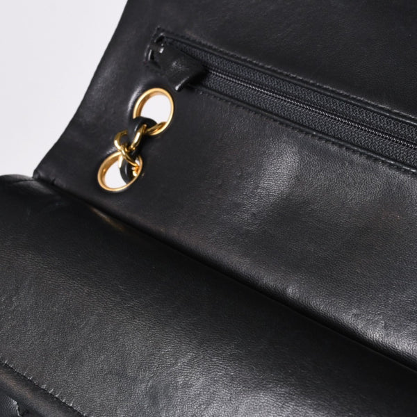 CHANEL Chanel Matelasse 23 W Flap W Chain Shoulder Bag No. 1 Coco Mark Lambskin Black Gold Good Condition Used 4a001123