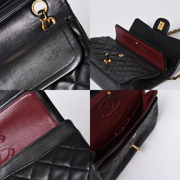 CHANEL Chanel Matelasse 23 W Flap W Chain Shoulder Bag No. 1 Coco Mark Lambskin Black Gold Good Condition Used 4a001123