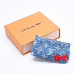新品同様品 LOUIS VUITTON ルイヴィトン ポシェットクレ モノグラム・チェリー デニム コインケース 村上隆 コラボ M14938 中古 4a004372