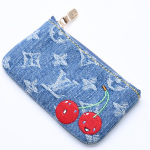 新品同様品 LOUIS VUITTON ルイヴィトン ポシェットクレ モノグラム・チェリー デニム コインケース 村上隆 コラボ M14938 中古 4a004372