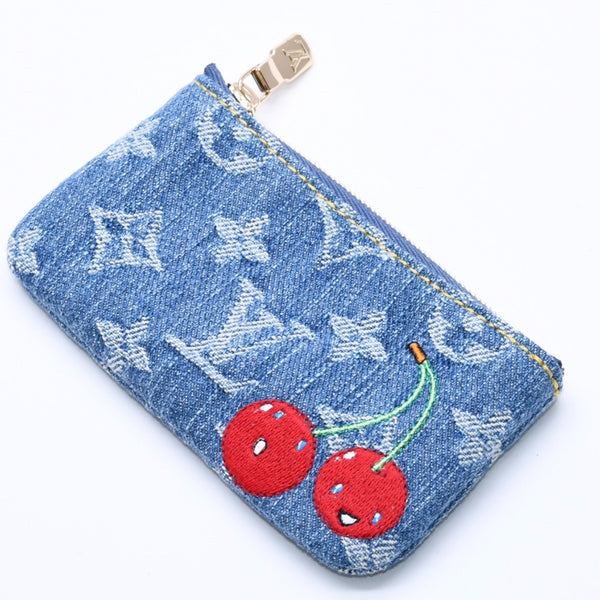 新品同様品 LOUIS VUITTON ルイヴィトン ポシェットクレ モノグラム・チェリー デニム コインケース 村上隆 コラボ M14938 中古 4a004372