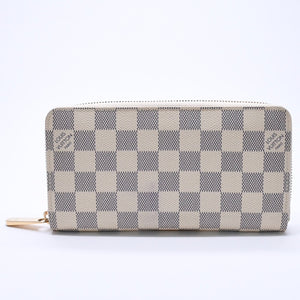 Very Good Condition LOUIS VUITTON Zippy Wallet White Gray Damier Azur N41660 Damier Canvas Used 4a003006