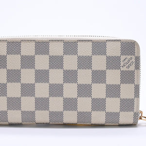 Very Good Condition LOUIS VUITTON Zippy Wallet White Gray Damier Azur N41660 Damier Canvas Used 4a003006