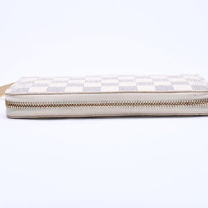 Very Good Condition LOUIS VUITTON Zippy Wallet White Gray Damier Azur N41660 Damier Canvas Used 4a003006