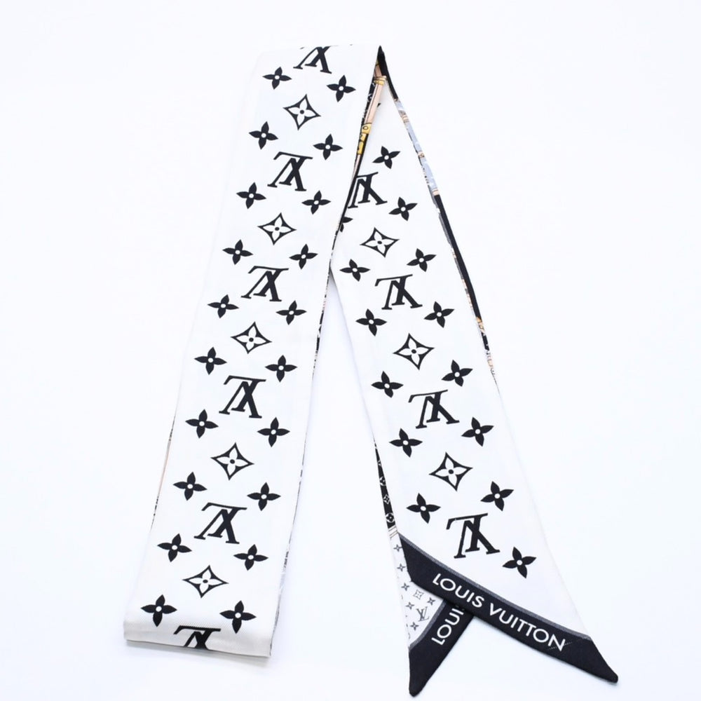 LOUIS VUITTON Scarf Bandeau BB Monogram Let's Go M76442 White Black Yellow Good Condition Used 4a004083